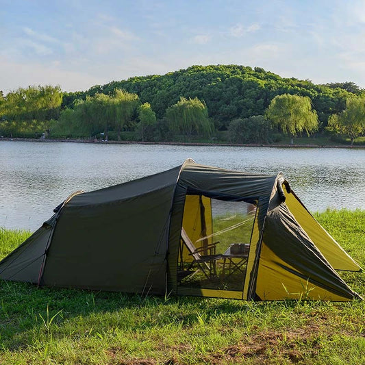 Robustes Outdoor-Zelt in Armeegrün I Camping-Familienzelt
